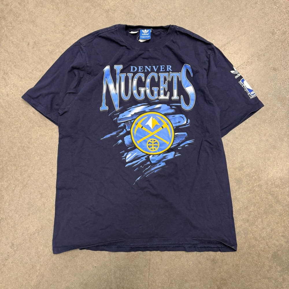 Adidas Denver Nuggets NBA Graphic T-Shirt Mens Large Navy Blue Short Sleeve Tee